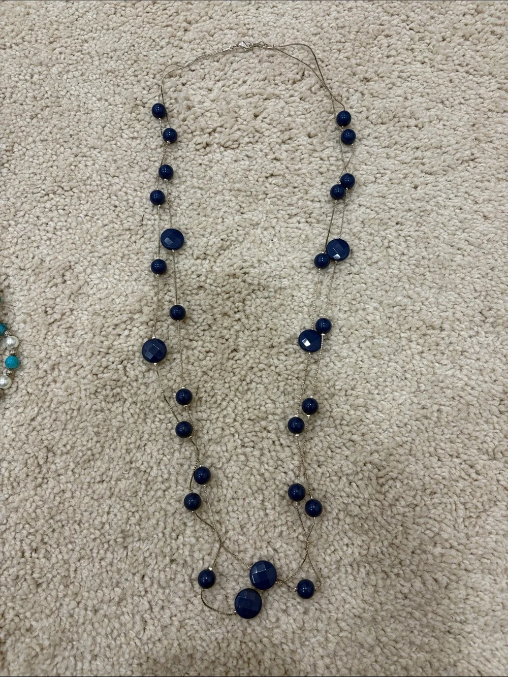 12-Blue Beaded Long Necklace - Women Jewelry